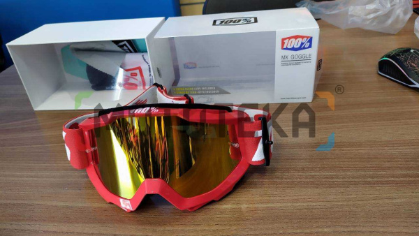 Мотоочки кроссовые 100% Strata (Страта) MX Replica WHITE-RED (БЕЛО-КРАСНЫЕ)