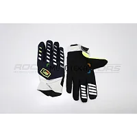 Мотоперчатки кроссовые 100% #1 (XL, белый/синий/зелёный/чёрный)